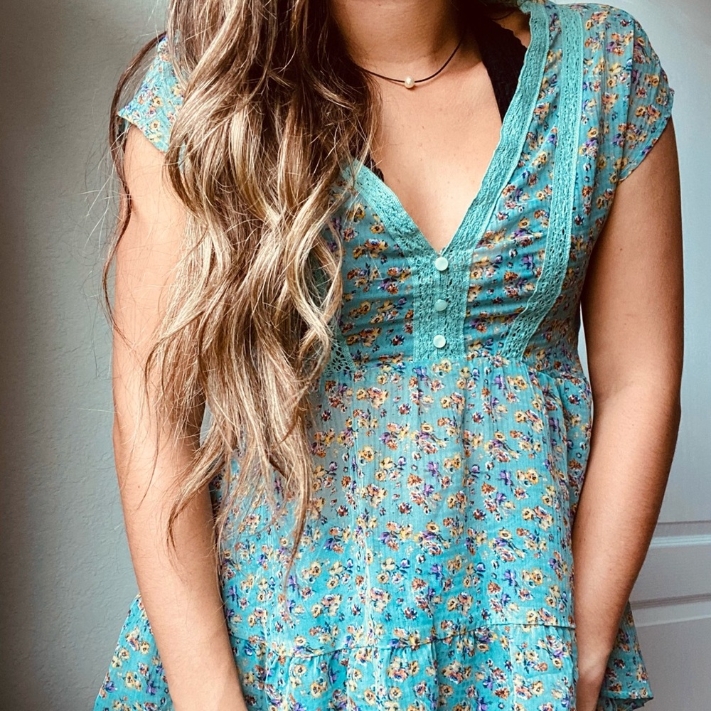 Eyelash couture , size XS , turquoise with floral print